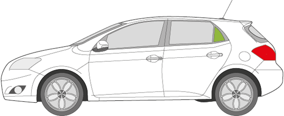 Afbeelding van Zijruit links Toyota Auris 5 deurs