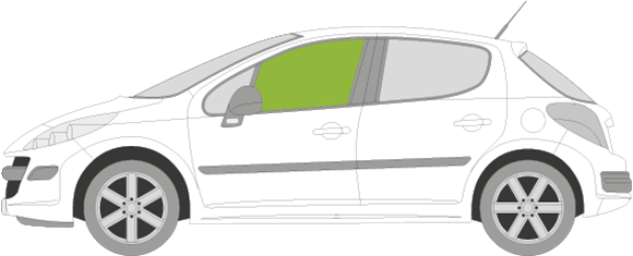 Afbeelding van Zijruit links Peugeot 207 5 deurs