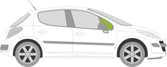 Afbeelding van Zijruit rechts Peugeot 207 5 deurs