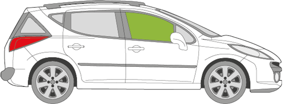 Afbeelding van Zijruit rechts Peugeot 207 break 