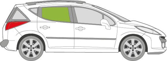 Afbeelding van Zijruit rechts Peugeot 207 break 