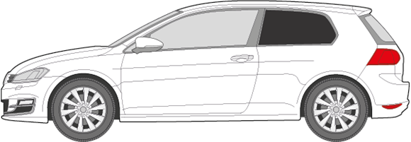 Afbeelding van Zijruit links VW Golf 3-deurs (DONKERE RUIT) 