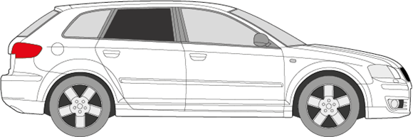 Afbeelding van Zijruit rechts Audi A3 5 deurs (DONKERE RUIT)