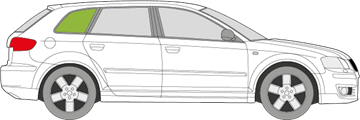 Afbeelding van Zijruit rechts Audi A3 5 deurs 