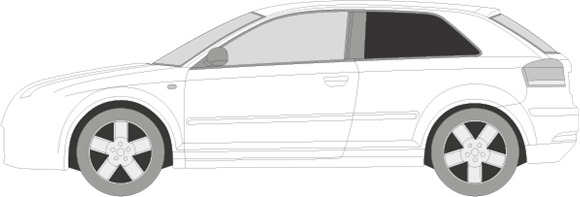 Afbeelding van Zijruit links Audi A3 3 deurs  (DONKERE RUIT)