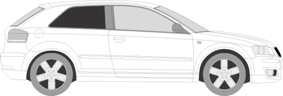 Afbeelding van Zijruit rechts Audi A3 3 deurs  (DONKERE RUIT)