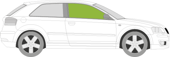 Afbeelding van Zijruit rechts Audi A3 3 deurs 