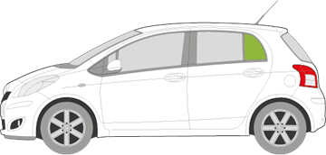 Afbeelding van Zijruit links Toyota Yaris 5 deurs