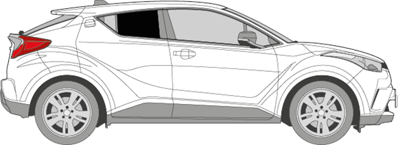 Afbeelding van Zijruit rechts Toyota C-HR (DONKERE RUIT) 