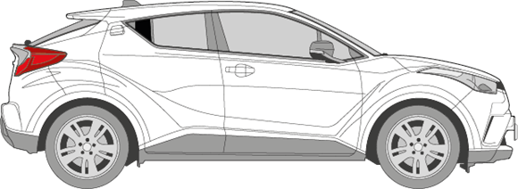 Afbeelding van Zijruit rechts Toyota C-HR (DONKERE RUIT)