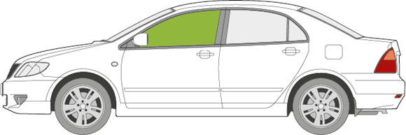 Afbeelding van Zijruit links Toyota Corolla sedan