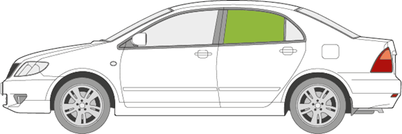 Afbeelding van Zijruit links Toyota Corolla sedan