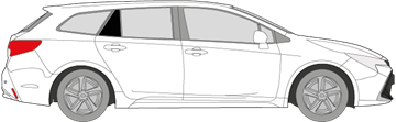 Afbeelding van Zijruit rechts Toyota Corolla break (DONKERE RUIT)