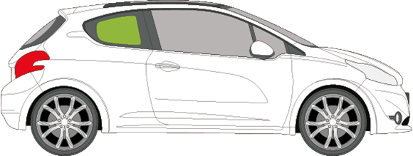 Afbeelding van Zijruit rechts Peugeot 208 3 deurs 