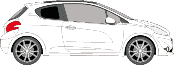 Afbeelding van Zijruit rechts Peugeot 208 3 deurs (DONKERE RUIT)