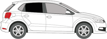 Afbeelding van Zijruit rechts Volkswagen Polo 5 deur(DONKERE RUIT)