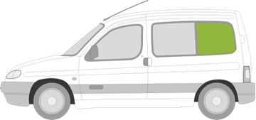 Afbeelding van Zijruit links Citroën Berlingo vast