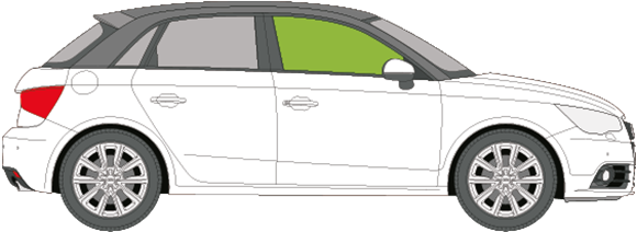 Afbeelding van Zijruit rechts Audi A1 5 deurs