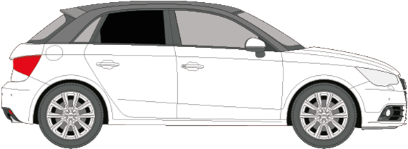 Afbeelding van Zijruit rechts Audi A1 5 deurs (DONKERE RUIT)