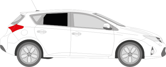 Afbeelding van Zijruit rechts Toyota Auris 5 deurs  (DONKERE RUIT)