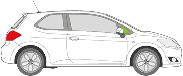 Afbeelding van Zijruit rechts Toyota Auris 3 deurs