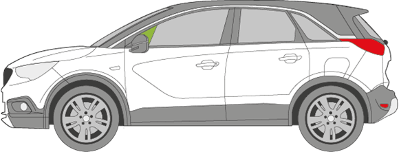 Afbeelding van Zijruit links Opel Crossland X (chroom lijst)