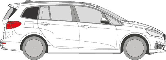 Afbeelding van Zijruit rechts BMW 2-serie Gran Tourer (DONKERE RUIT)