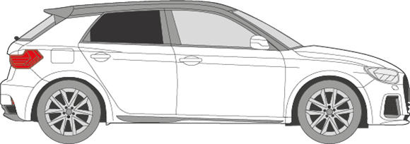 Afbeelding van Zijruit rechts Audi A1 (DONKERE RUIT)