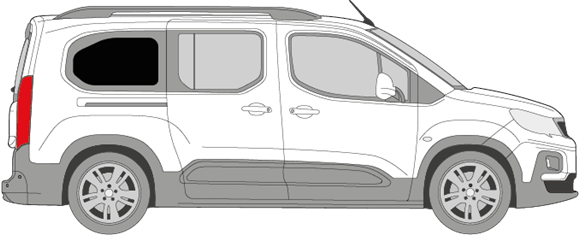 Afbeelding van Zijruit rechts Peugeot Rifter (LANG)(DONKERE RUIT)