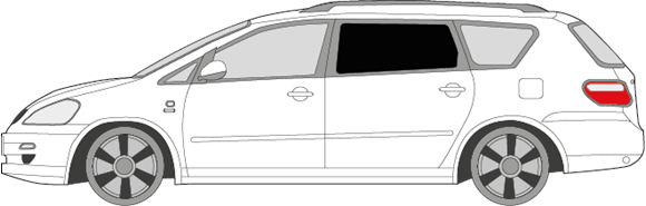 Afbeelding van Zijruit links Toyota Avensis break (DONKERE RUIT) 