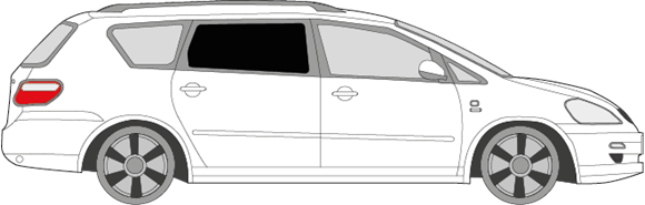 Afbeelding van Zijruit rechts Toyota Avensis break (DONKERE RUIT) 