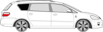 Afbeelding van Zijruit rechts Toyota Avensis break (DONKERE RUIT) 