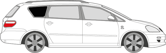 Afbeelding van Zijruit rechts Toyota Avensis break (DONKERE RUIT) 