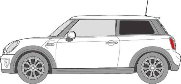 Afbeelding van Zijruit links Mini 3 deurs hatchback (DONKERE RUIT)
