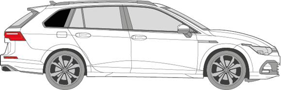 Afbeelding van Zijruit rechts VW Golf Variant (DONKERE RUIT + CHROOM LIJST)