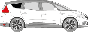 Afbeelding van Zijruit rechts Renault Mégane Grand Scenic (chroom en donker)