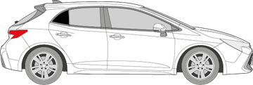 Afbeelding van Zijruit rechts Toyota Corolla 5 deurs (DONKERE RUIT)