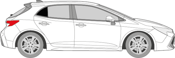 Afbeelding van Zijruit rechts Toyota Corolla 5 deurs (DONKERE RUIT)