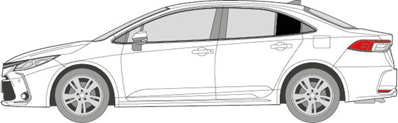 Afbeelding van Zijruit links Toyota Corolla sedan (DONKERE RUIT)