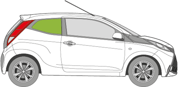 Afbeelding van Zijruit rechts Toyota Aygo 3 deurs