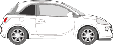 Afbeelding van Zijruit rechts Opel Adam (DONKERE RUIT)