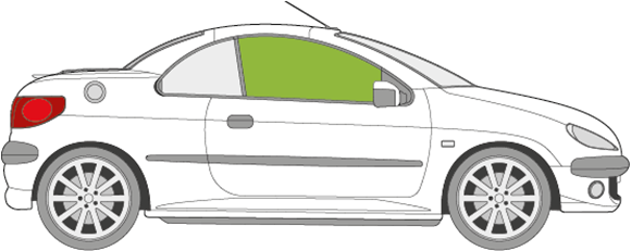 Afbeelding van Zijruit rechts Peugeot 206 cc