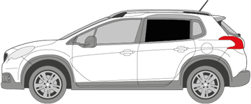 Afbeelding van Zijruit links Peugeot 2008 (DONKERE RUIT)