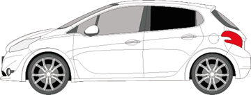 Afbeelding van Zijruit links Peugeot 208 5 deurs  (DONKERE RUIT)