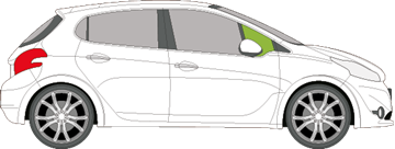 Afbeelding van Zijruit rechts Peugeot 208 5 deurs