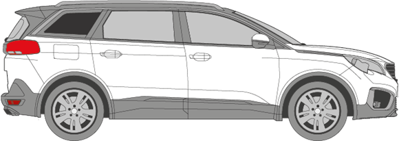 Afbeelding van Zijruit rechts Peugeot 5008 (DONKERE RUIT)