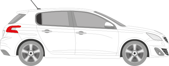 Afbeelding van Zijruit rechts Peugeot 308 5 deurs (DONKERE RUIT)