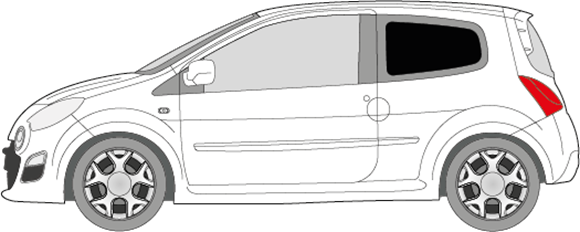 Afbeelding van Zijruit links Renault Twingo (DONKERE RUIT) 