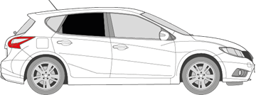 Afbeelding van Zijruit rechts Nissan Pulsar (DONKERE RUIT)