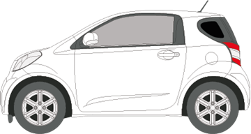 Afbeelding van Zijruit links Toyota IQ (DONKERE RUIT)